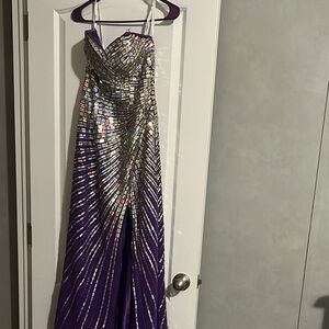 Purple Sequin Evening Gown